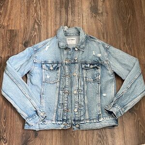 Old Navy Distressed Faded Blue Denim Jacket
